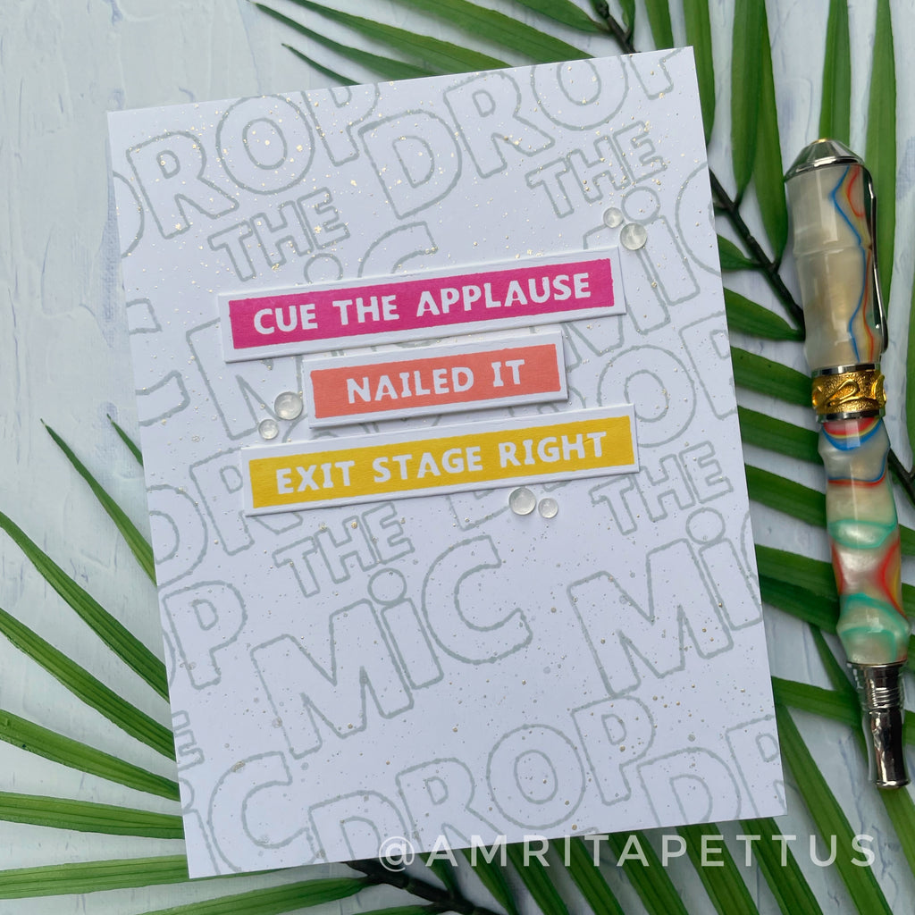 Simon Says Clear Stamps Drop The Mic m202728 Stamptember Congrats Card