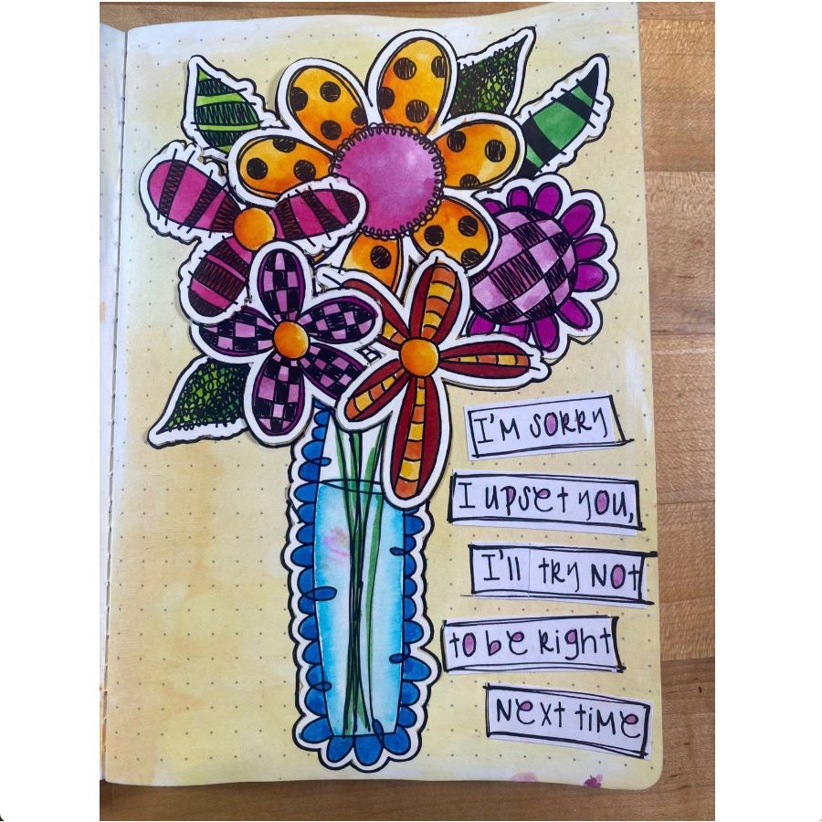 Dyan Reaveley Dylusions Blooming Cling Stamps dyr10045 i'm sorry i upset you card