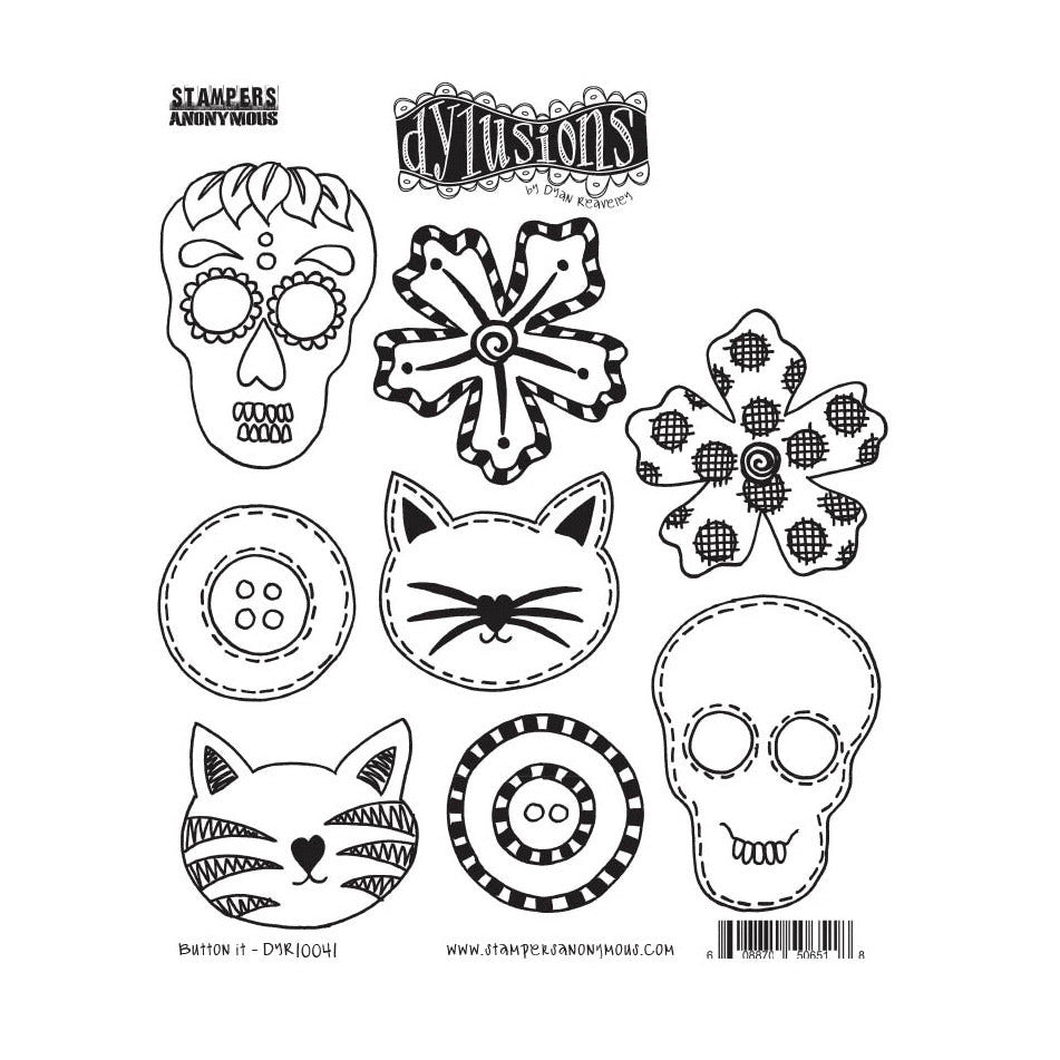 Dyan Reaveley Dylusions Button It Cling Stamps dyr10041 2