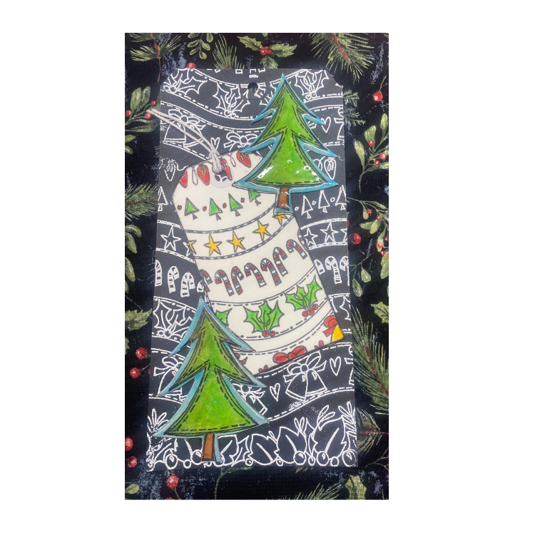 Dyan Reaveley Dylusions Christmas Borders Cling Stamps dyr10035 tag