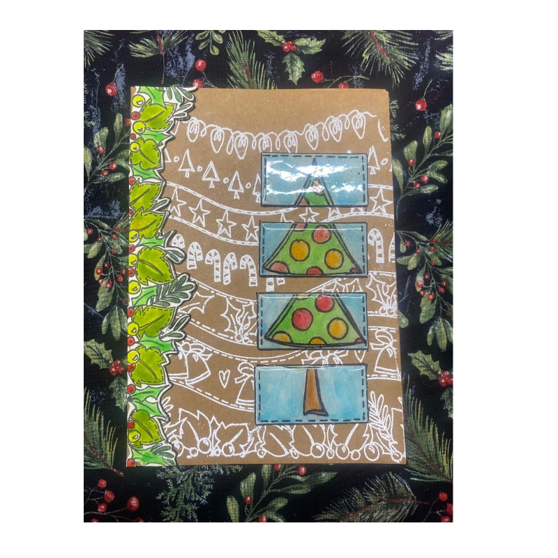 Dyan Reaveley Dylusions Christmas Borders Cling Stamps dyr10035 tree