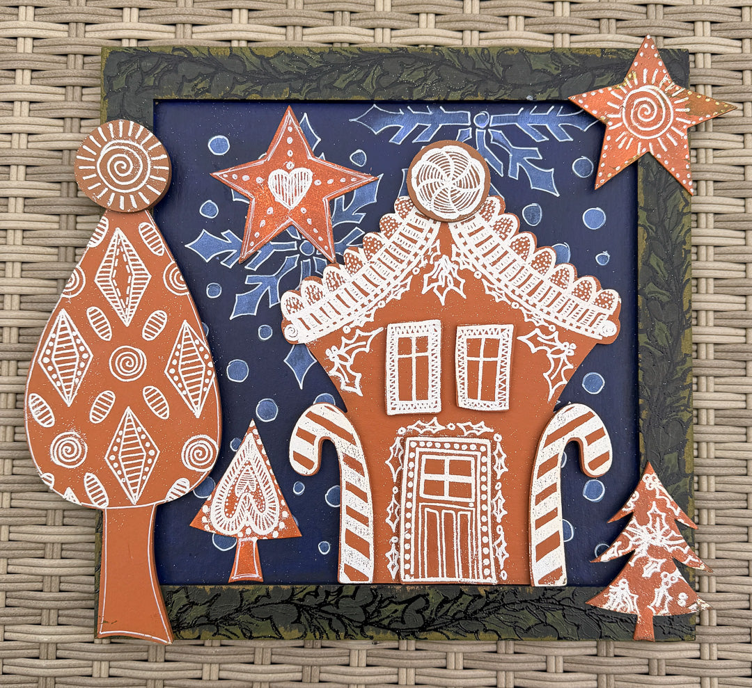 Dyan Reaveley Dylusions Deck The Tree Cling Stamp and Village Cut Out Tree Artboard Set dyr10057 Corner Star