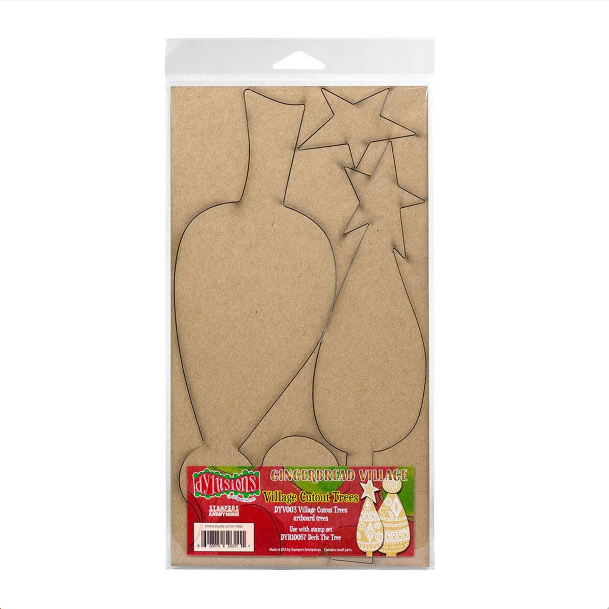 Dyan Reaveley Dylusions Deck The Tree Cling Stamp and Village Cut Out Tree Artboard Set dyr10057 product image 2