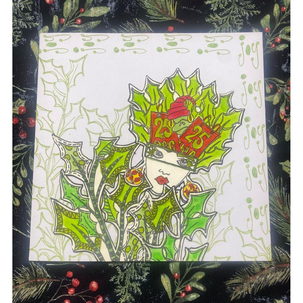 Dyan Reaveley Dylusions Dinky Christmas Heads Cling Stamps dyr10034 green