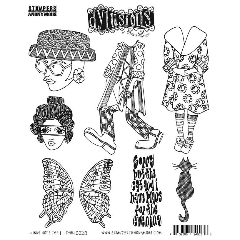 Dyan Reaveley Dylusions Dinky Dolls Set 1 Cling Stamps dyr10028