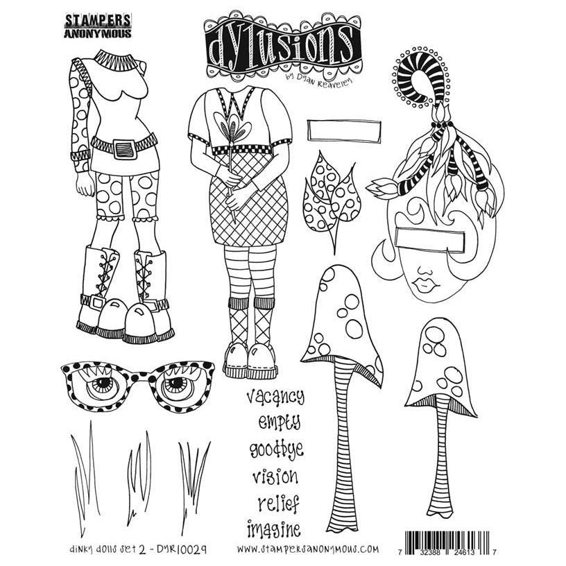 Dyan Reaveley Dylusions Dinky Dolls Set 2 Cling Stamps dyr10029