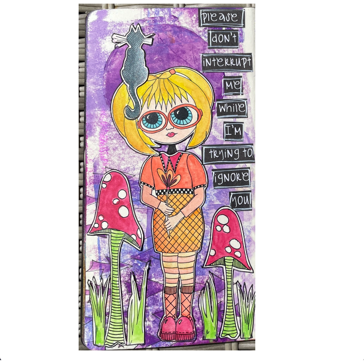 Dyan Reaveley Dylusions Dinky Dolls Set 2 Cling Stamps dyr10029 cat