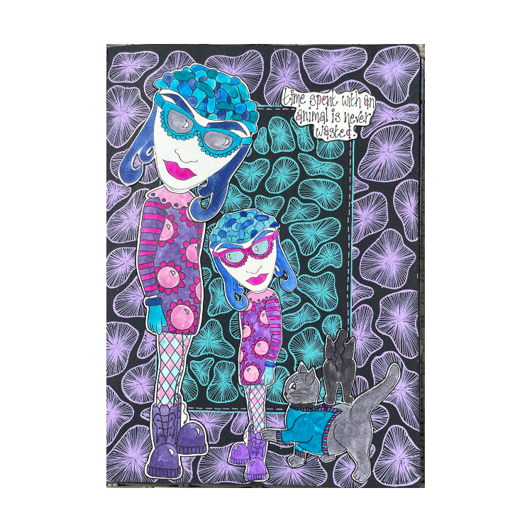 Dyan Reaveley Dylusions Dinky Dolls Set 3 Cling Stamps dyr10030 purple