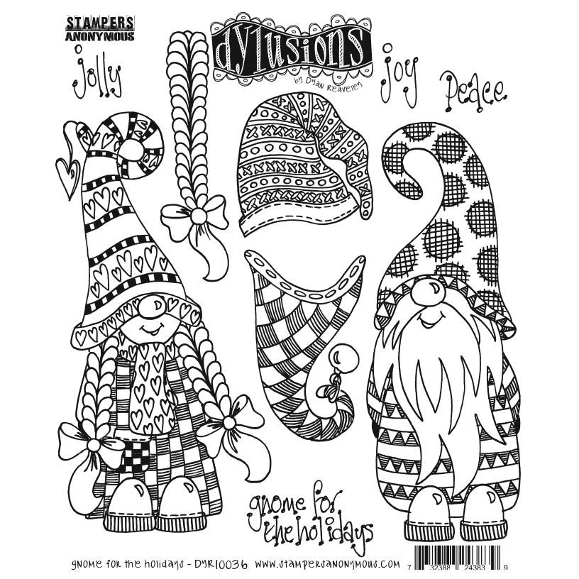Dyan Reaveley Dylusions Gnome For The Holidays Cling Stamps dyr10036