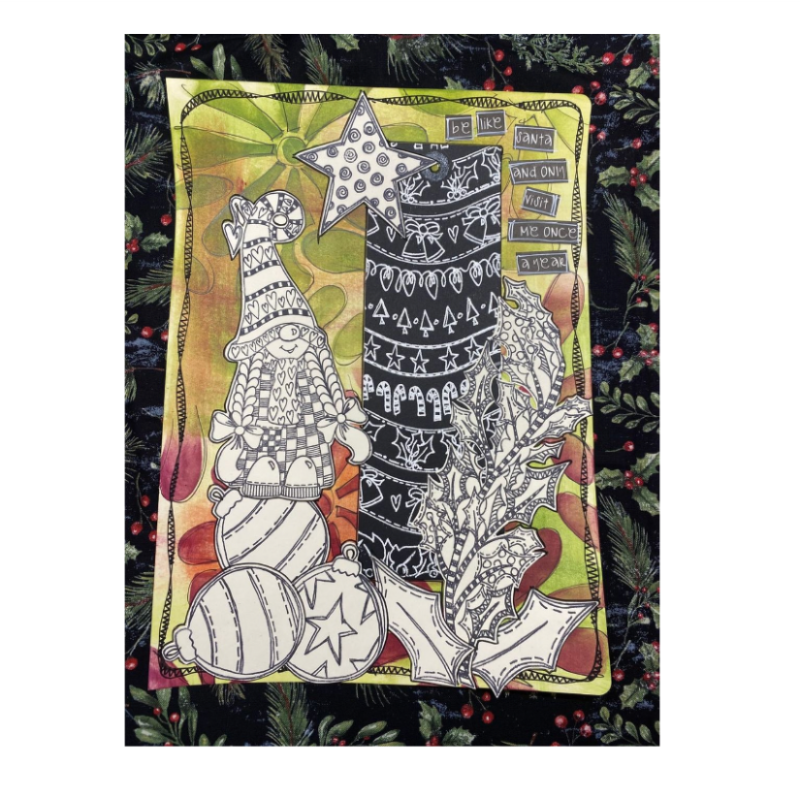 Dyan Reaveley Dylusions Gnome For The Holidays Cling Stamps dyr10036 ornaments