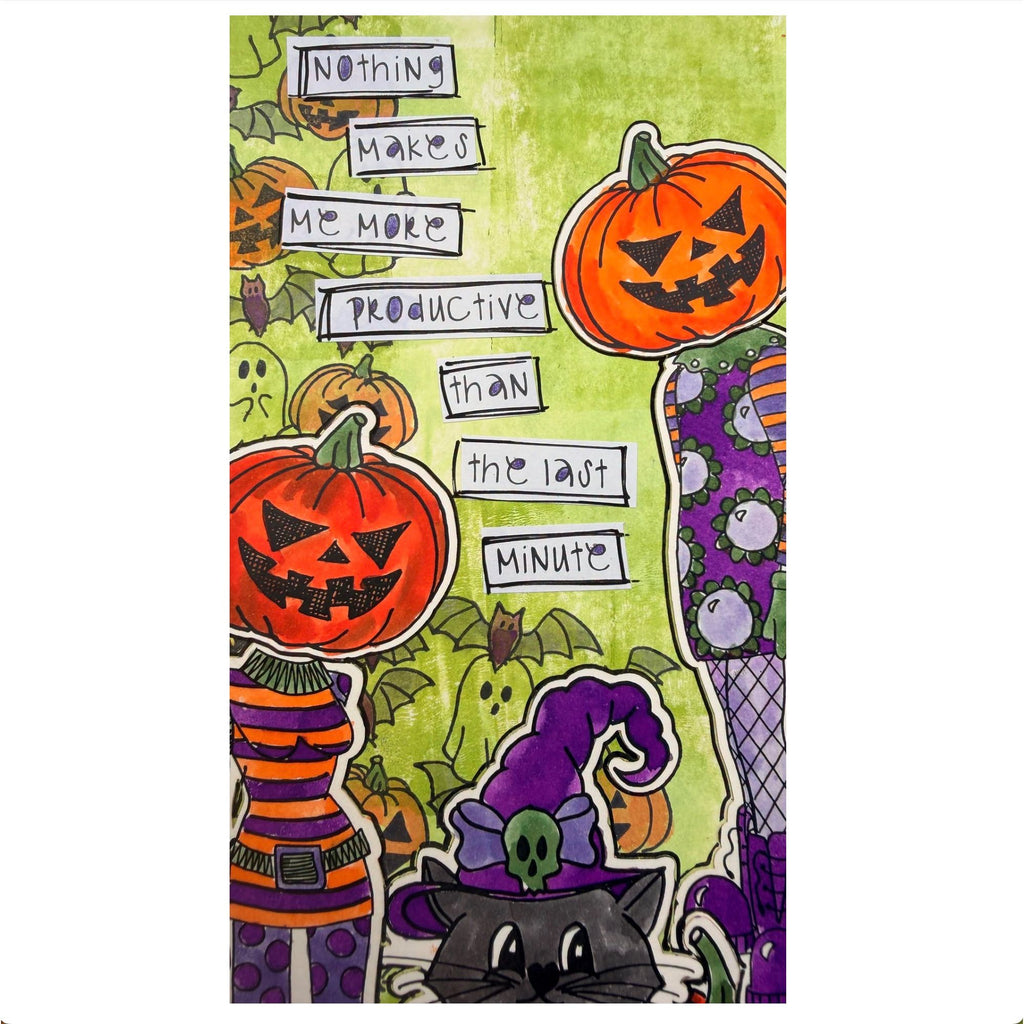 Dyan Reaveley Dylusions Halloween Borders Cling Stamps dyr10054 cat in purple hat picture