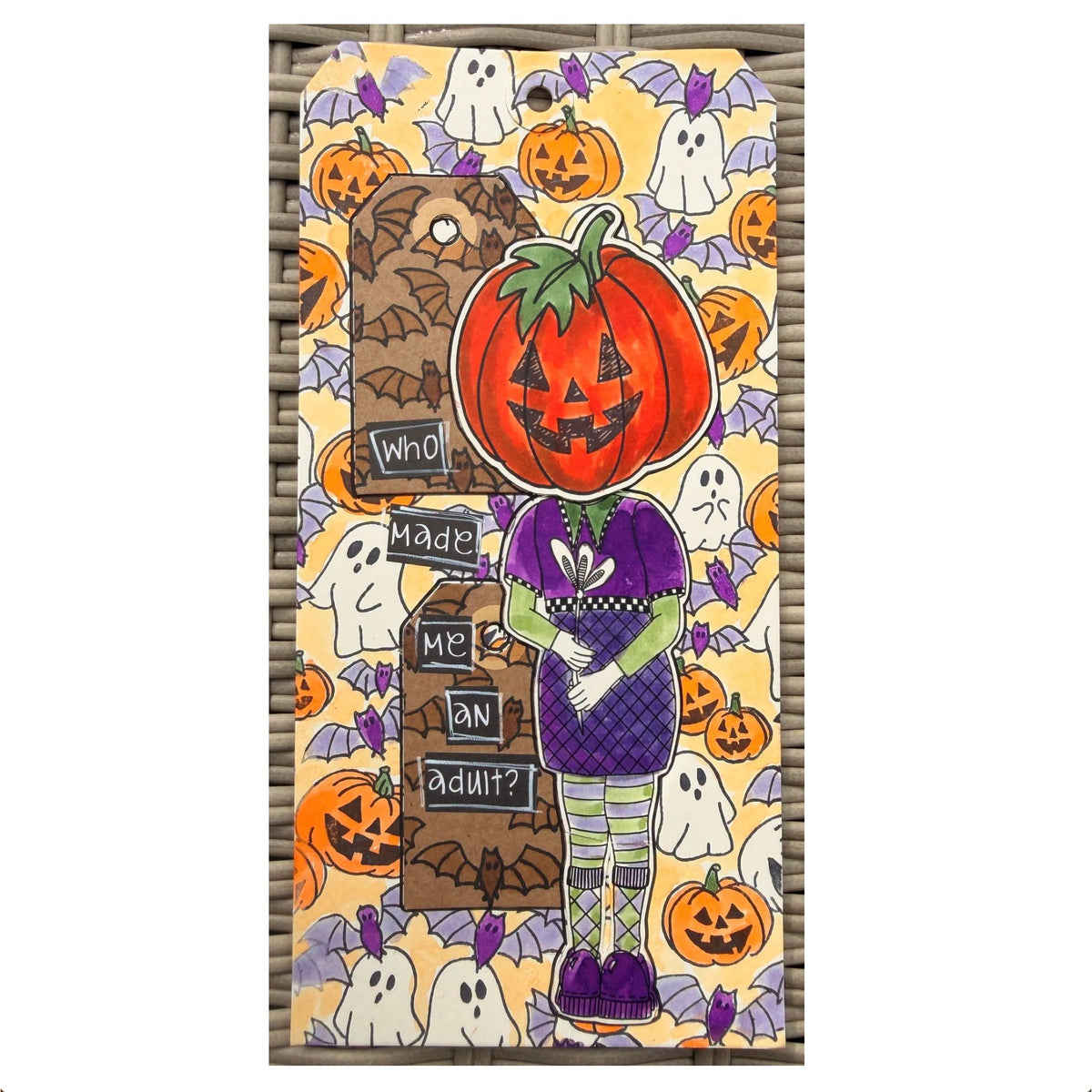 Dyan Reaveley Dylusions Halloween Borders Cling Stamps dyr10054 ghosts bats pumpkins tag