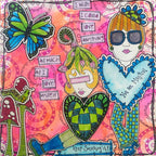 Dyan Reaveley Dylusions Heartalicious Cling Stamps dyr10046 hearts butterfly colorful card