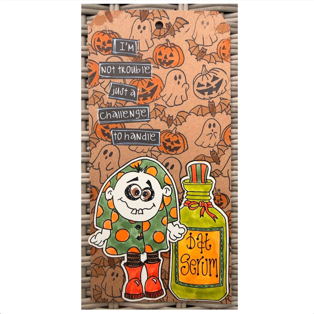 Dyan Reaveley Dylusions Hocus Pocus Cling Stamps dyr10052 creepy guy tag