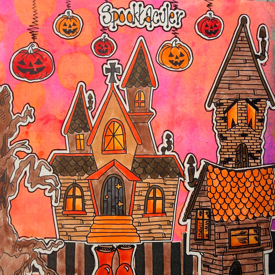 Dyan Reaveley Dylusions Hocus Pocus Cling Stamps dyr10052 house with feet picture