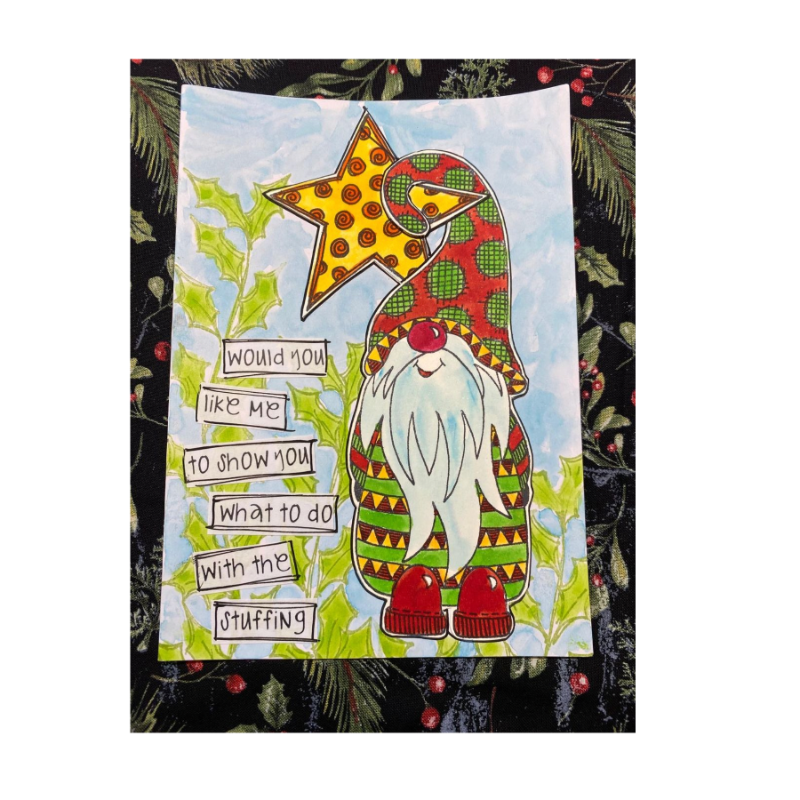 Dyan Reaveley Dylusions Holly Garlands Cling Stamps dyr10038 gnome