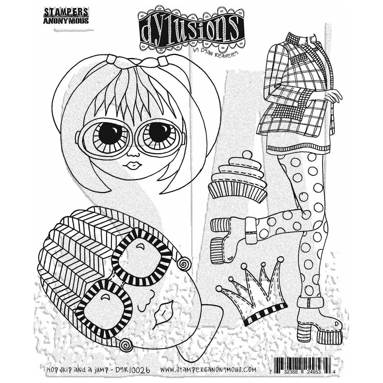Dyan Reaveley Dylusions Hop Skip and A Jump Cling Stamps dyr10026