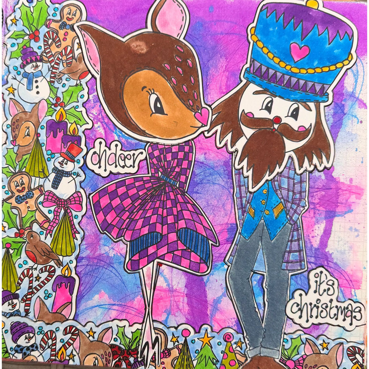 Dyan Reaveley Dylusions Jolly Friends Cling Stamps dyr10056 it's christmas picture