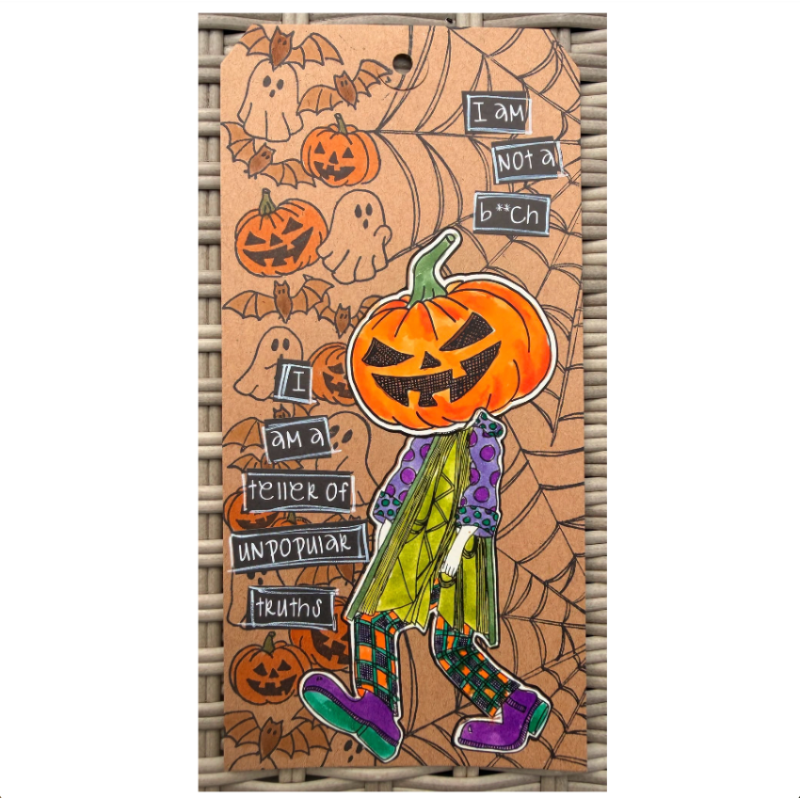 Dyan Reaveley Dylusions Pumpkin Paw Cling Stamps dyr10050 pumpkin head person tag