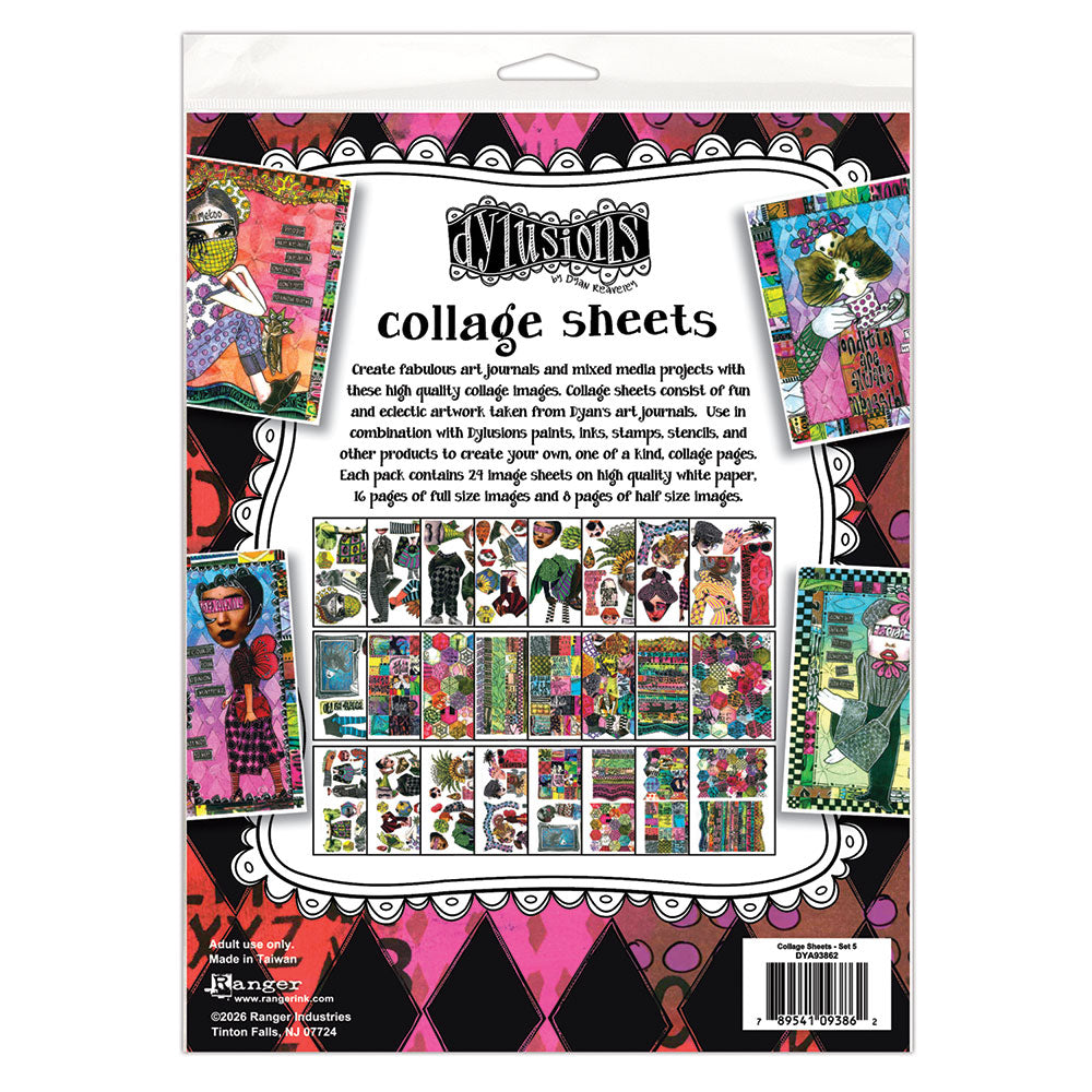 Dyan Reaveley Dylusions Set 5 Collage Sheets dya93862 Back of Package