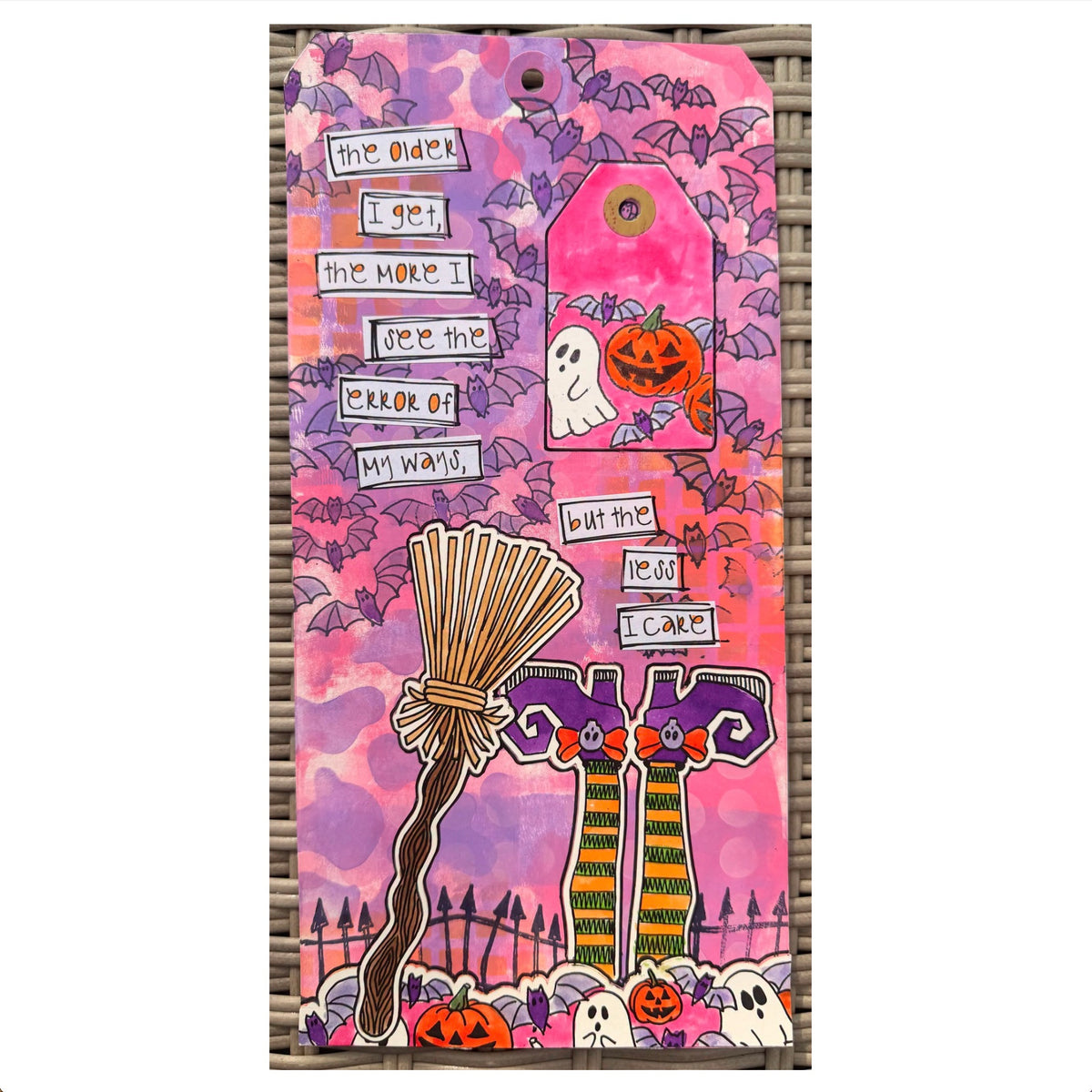 Dyan Reaveley Dylusions Spooky Season Cling Stamps dyr10051 halloween bat tag