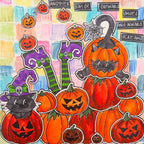 Dyan Reaveley Dylusions Spooky Season Cling Stamps dyr10051 lots of pumpkins card