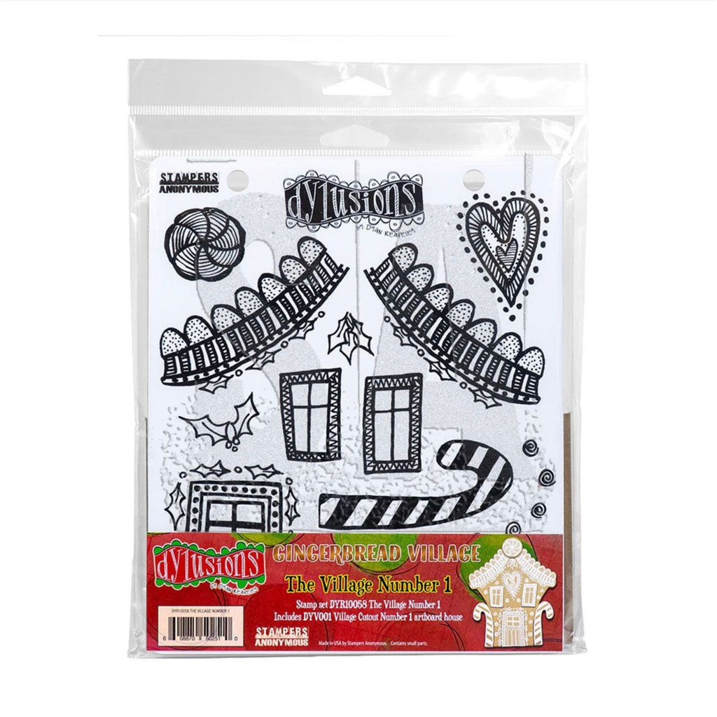 Dyan Reaveley Dylusions Village Cutout Number 1 Artboard and Cling Stamp Set dyr10058 product image 1