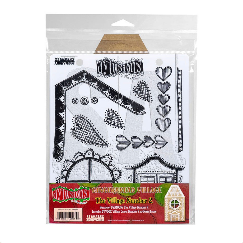 Dyan Reaveley Dylusions Village Cutout Number 2 Artboard and Cling Stamp Set dyr10059 product image 1