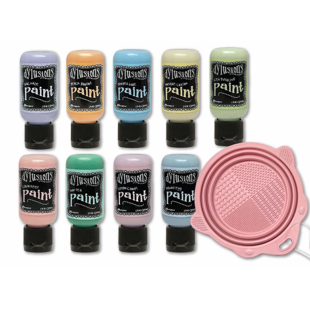 Ranger Dyan Reaveley 1oz Paint Bundle Of 11 With Collapsible Bowl Dylusions