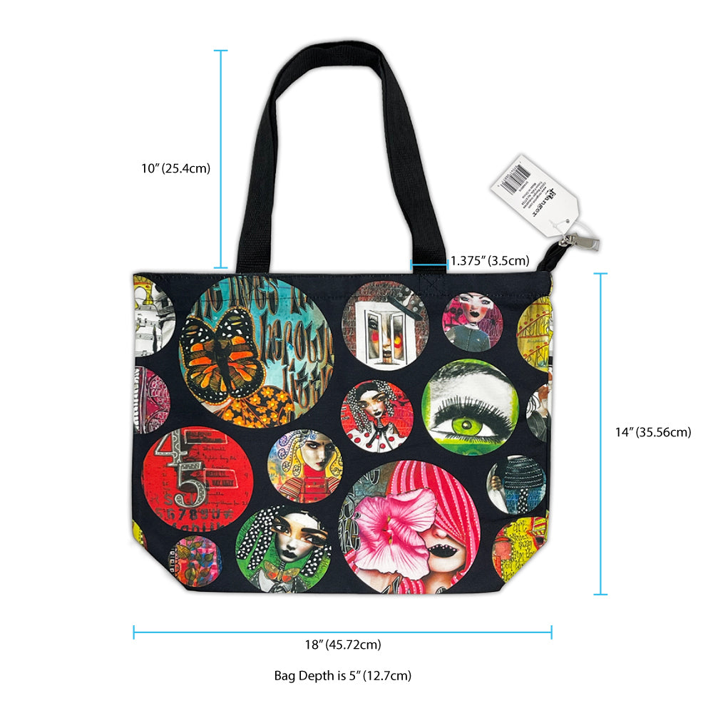 Dylusions Zipper Tote Bag Ranger Dyan Reaveley dya88516 Dimensions