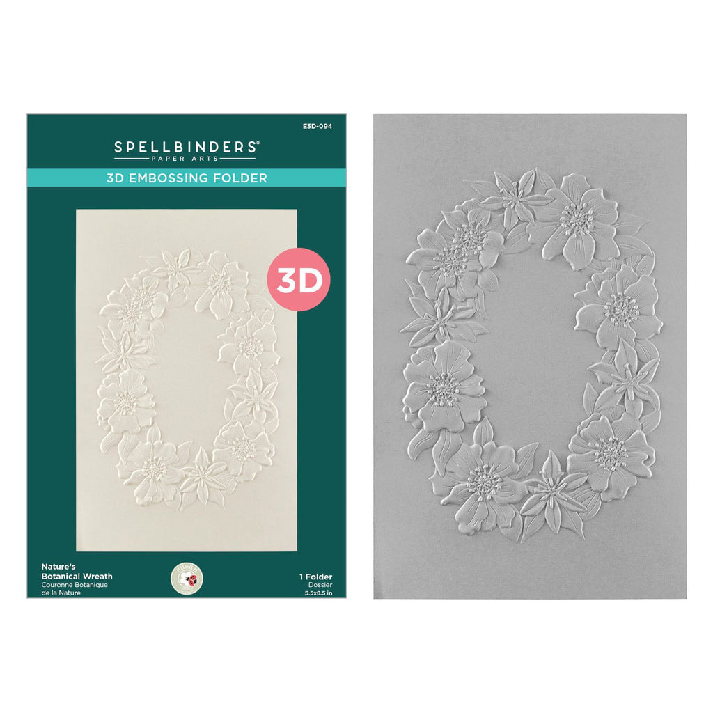 Spellbinders Nature's Botanical Wreath 3D Embossing Folder e3d-094