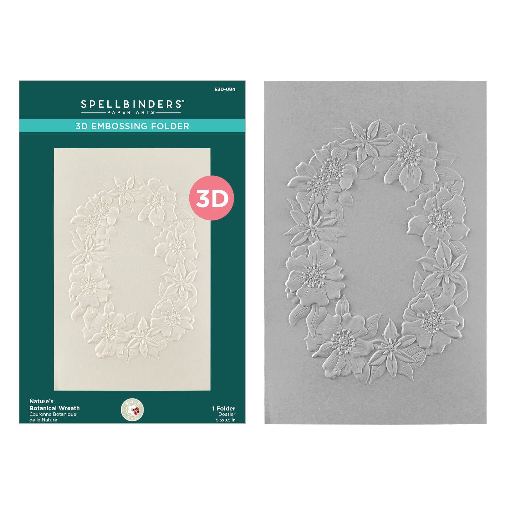 Spellbinders Nature's Botanical Wreath 3D Embossing Folder e3d-094
