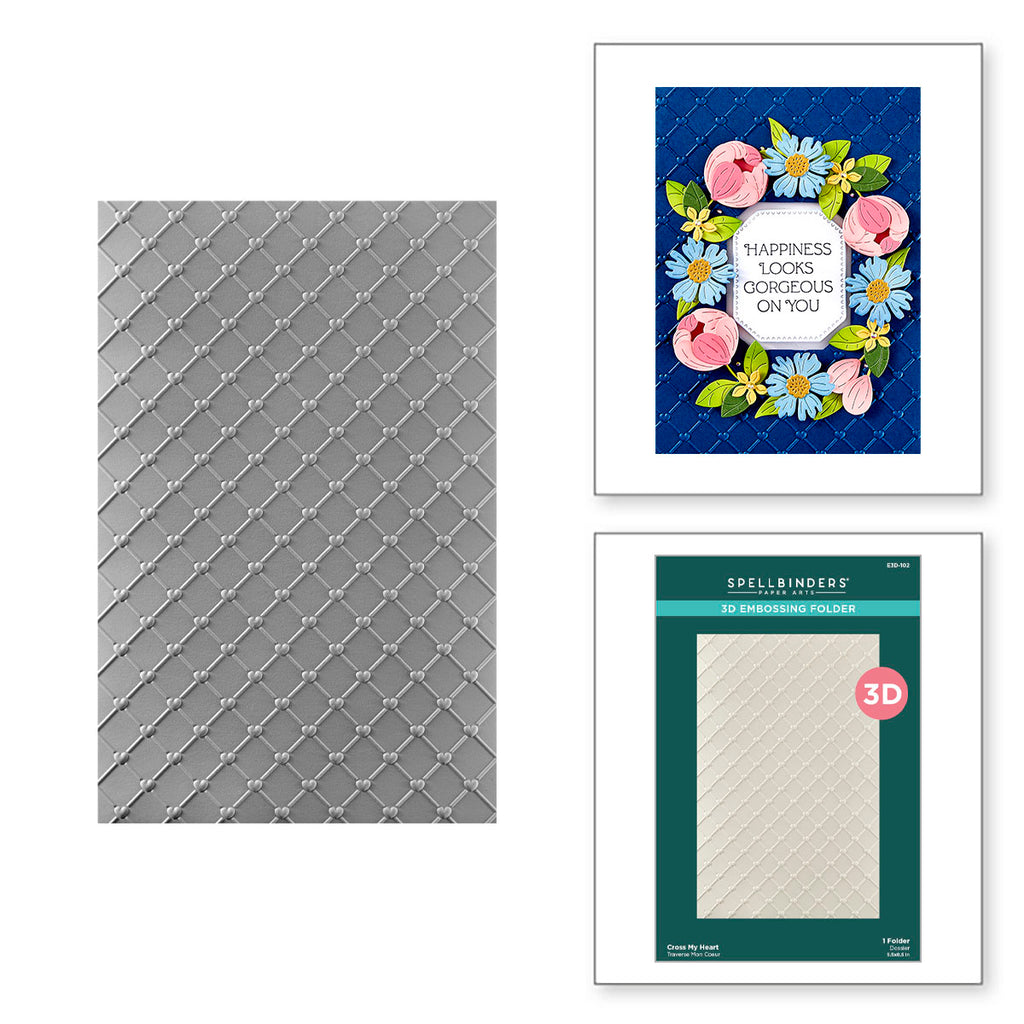 Spellbinders Cross My Heart 3D Embossing Folder e3d-102