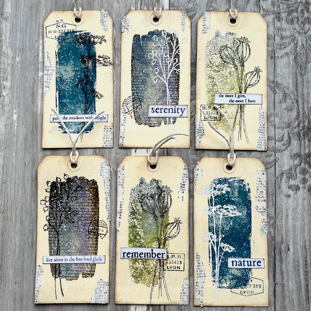 Paper Artsy Alison Bomber Poppy Edition Cling Stamps eab37 botanical tags