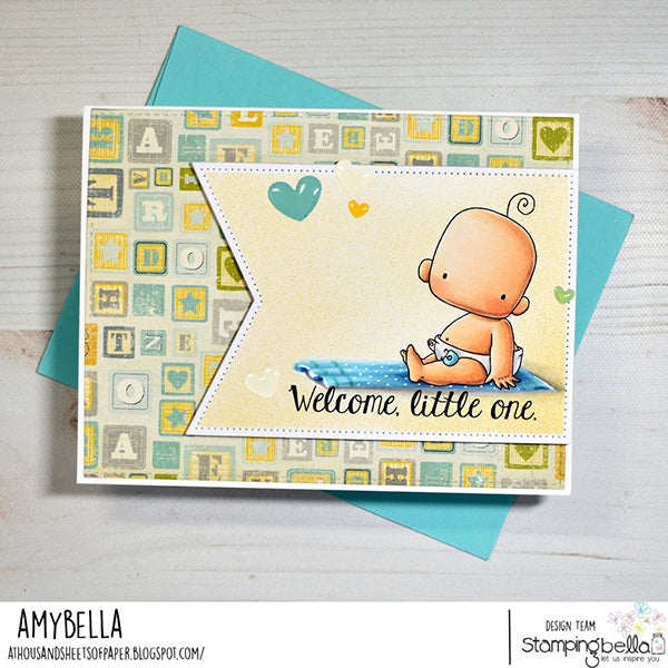 Stamping Bella Baby Boy and Girl Cling Stamps eb1359 welcome