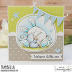 Stamping Bella Bundle Girl loves Bunny Wobbles Cling Stamp eb1370 welcome little one