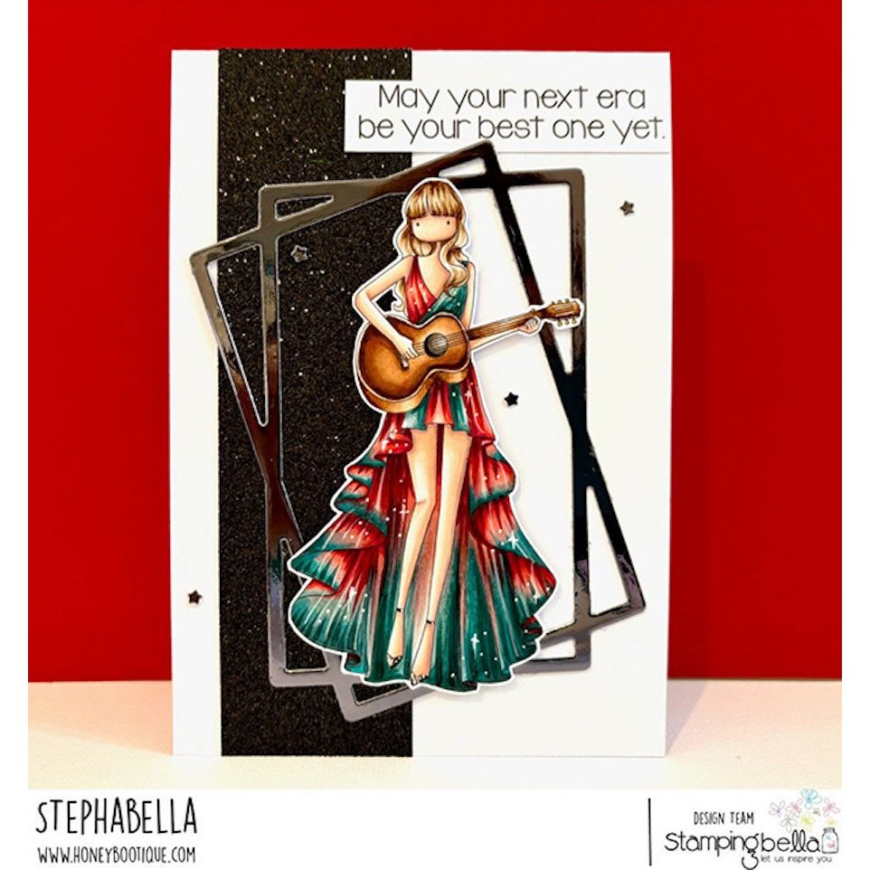 Stamping Bella Uptown Girl Plays Guitar Cling Stamp eb1397