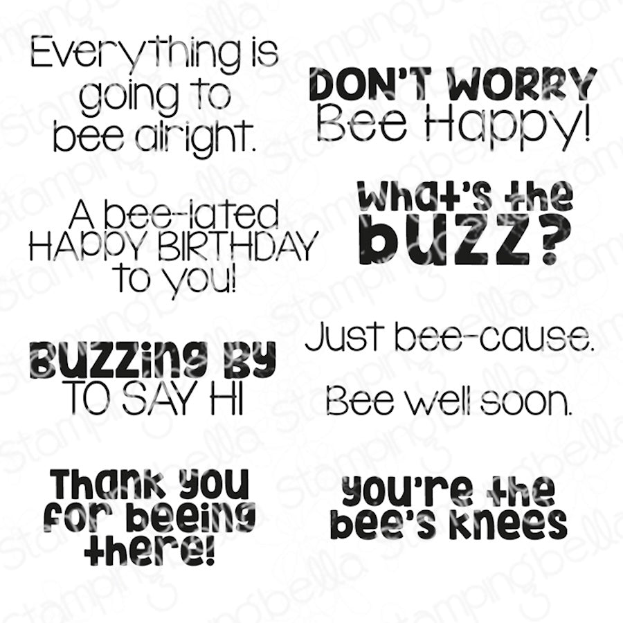 Stamping Bella Buzzy Bee Sentiment Cling Stamps eb1402
