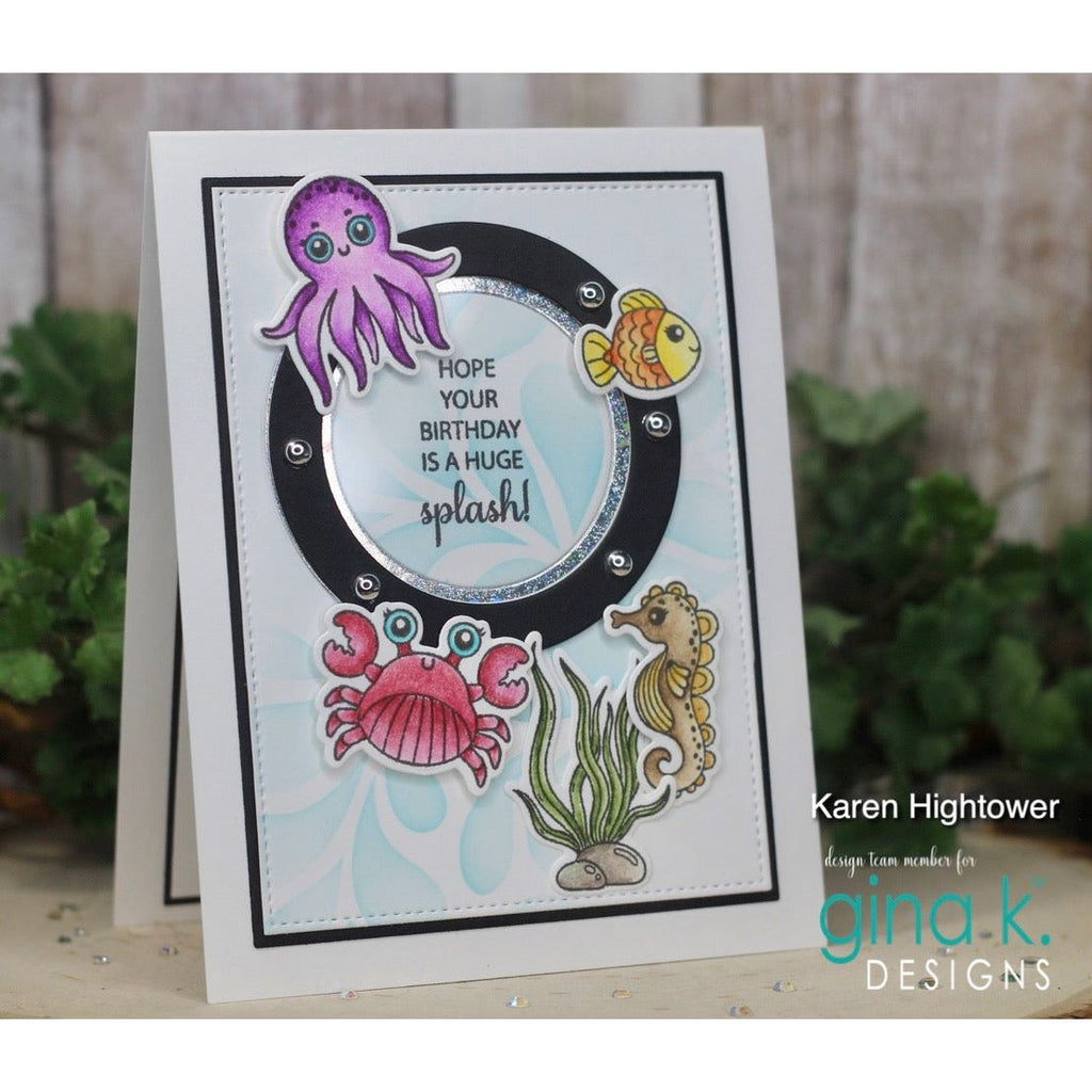 Gina K Designs Just Keep Swimming Clear Stamps and Dies Bundle gkdie0422 splash