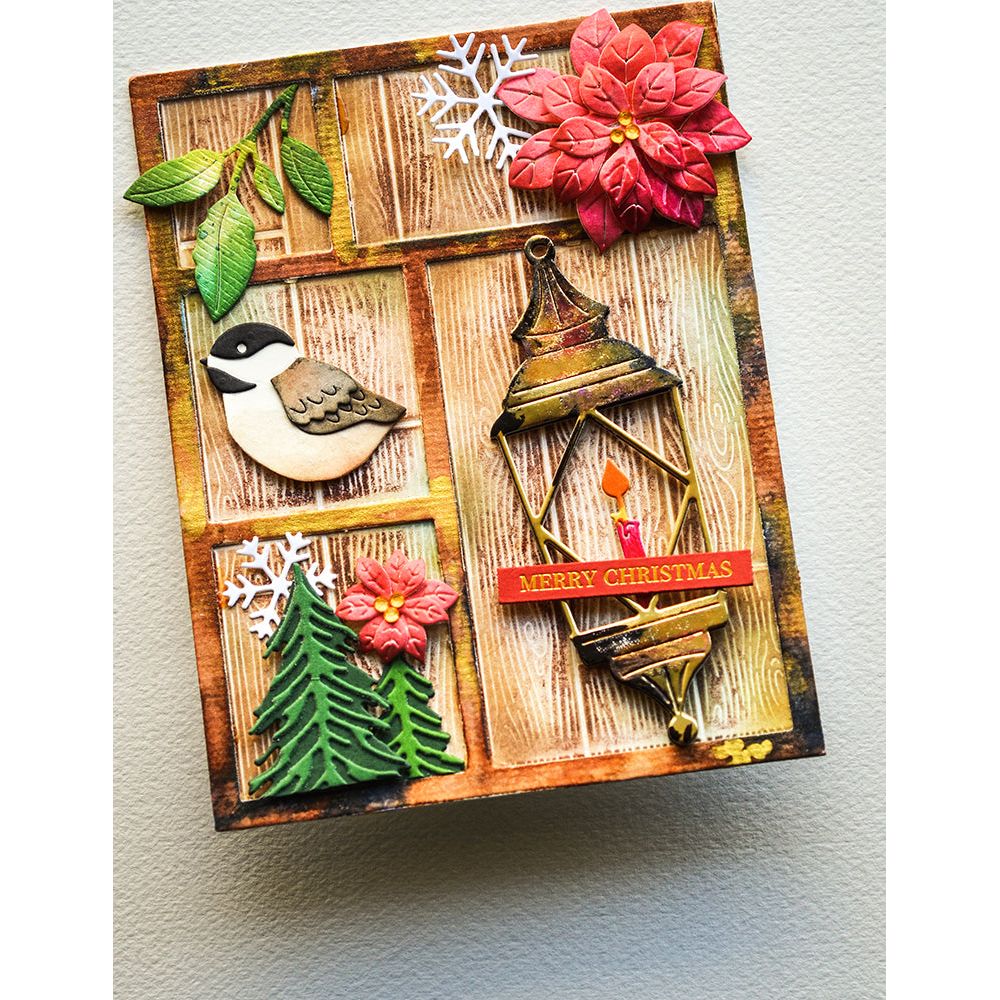 Memory Box Vintage Tray 3D Embossing Folder and Die ef1040 merry christmas