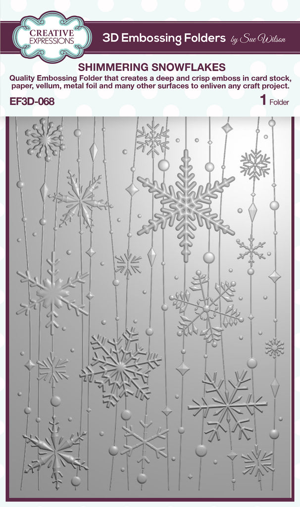 Creative Expressions Shimmering Snowflakes 3D Embossing Folder ef3d-068