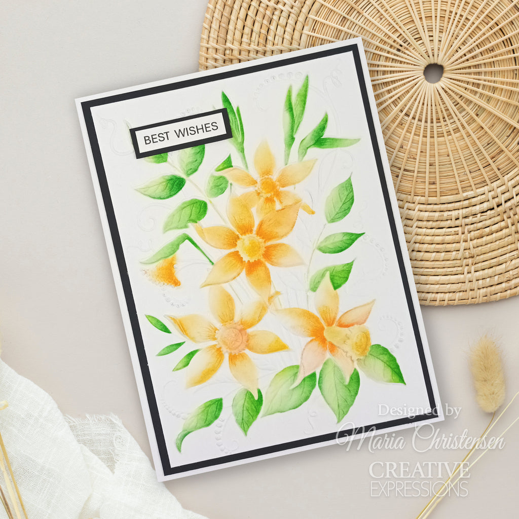 Creative Expressions Daffodil Dreams 3D Embossing Folder and Companion Stencil Bundle best wishes