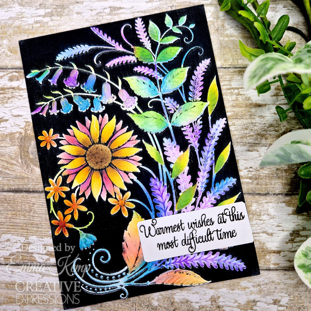 Creative Expressions Sunshine Serenade 3D Embossing Folder and Companion Stencil Bundle warmest wishes