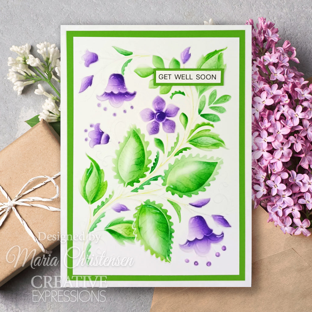 Creative Expressions Folk Art Blooms 3D Embossing Folder and Companion Stencil Bundle get well soon