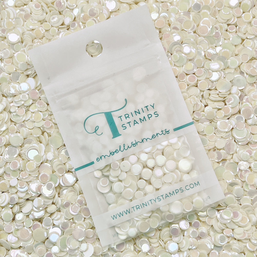 Trinity Stamps Cream Puff Opaque Shine Confetti emb-0029 in zip top bag