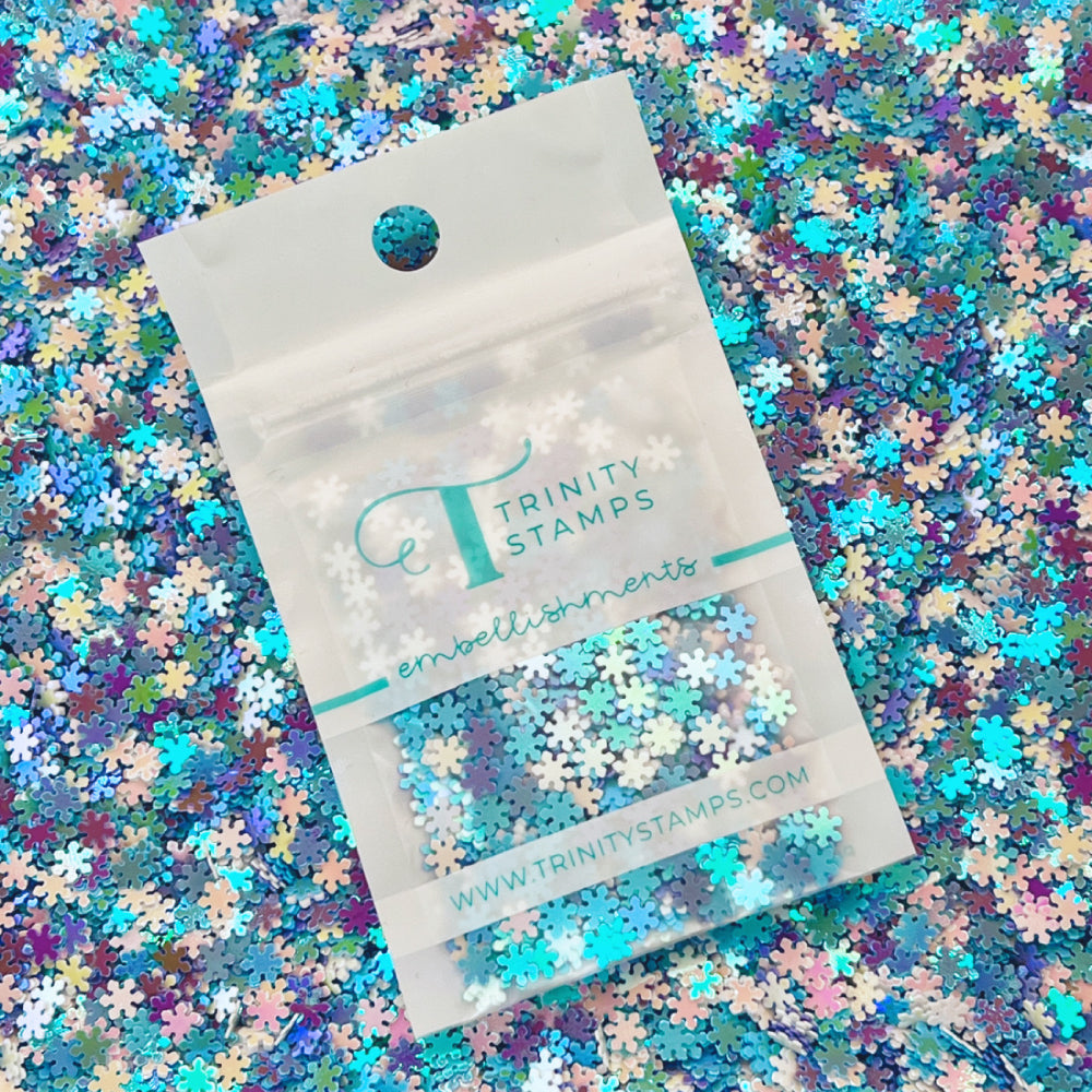Trinity Stamps Blizzard Snowflake Confetti Embellishment Mix emb-0098 in zip top bag