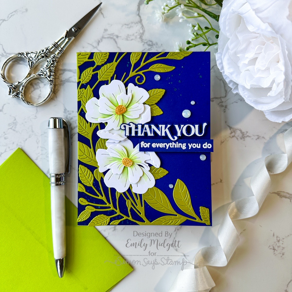 Simon Says Stamp! Simon Says Stamp ETCHED MAGNOLIA BLOSSOM Wafer Dies s740 Thank You Card | color-code:ALT01