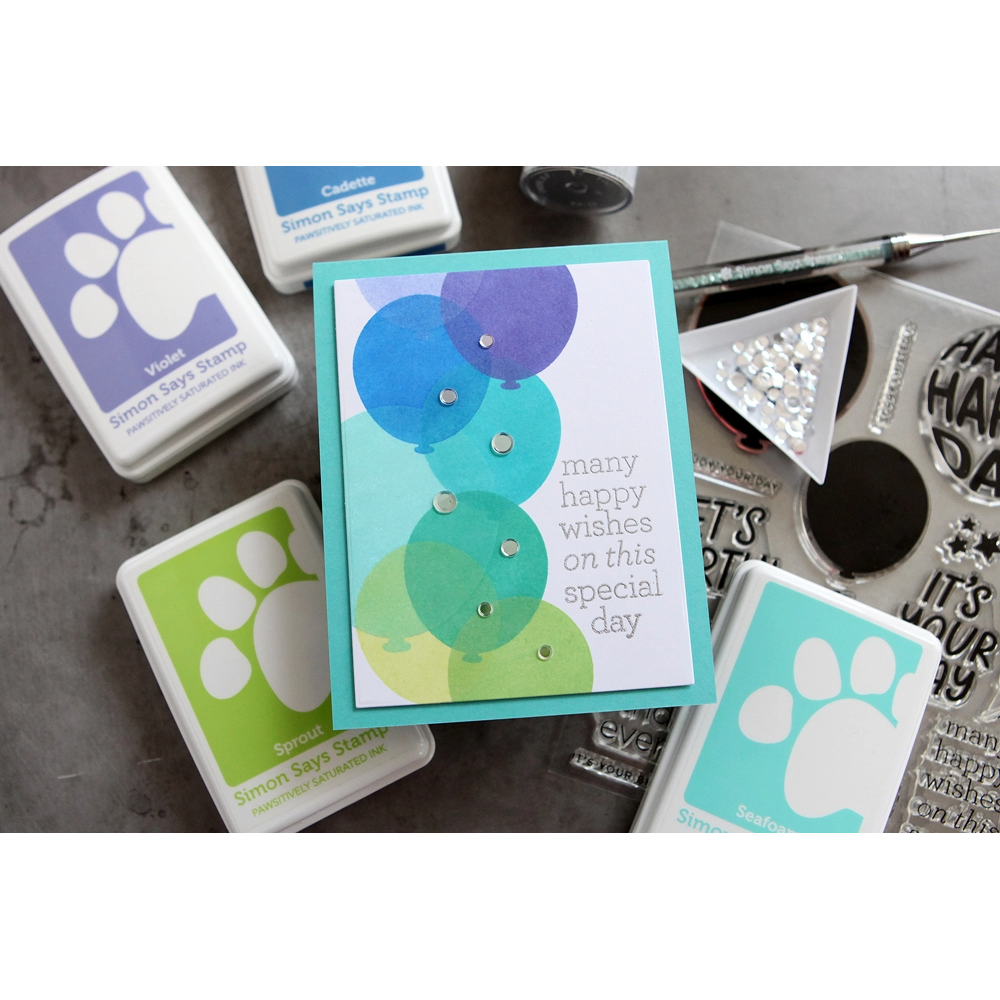 Simon Says Stamp! CZ Design Clear Stamps BALLOON GREETINGS cz273c Birthday Card | color-code:ALT02