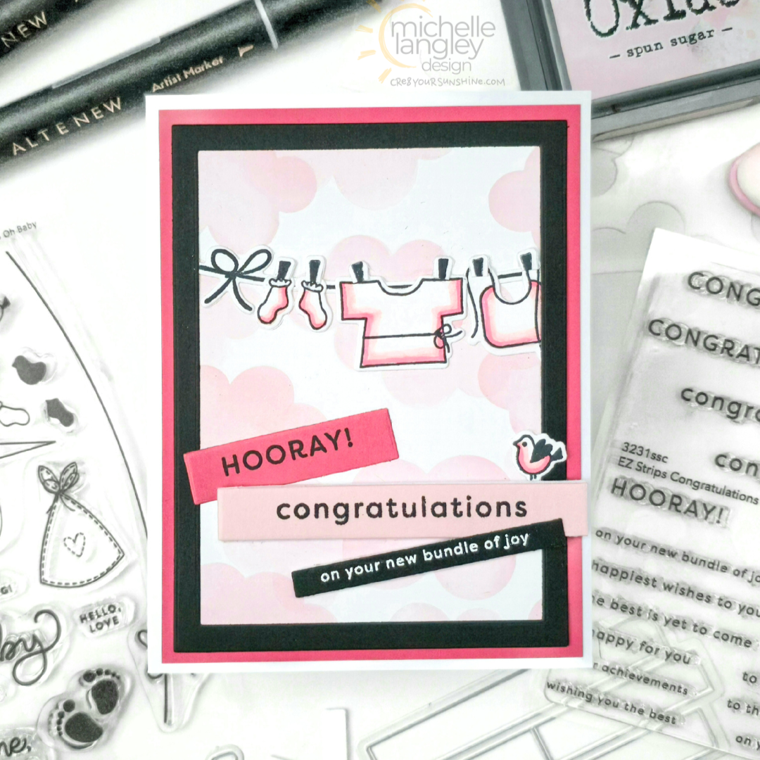 Simon Says Clear Stamps EZ Strips Congratulations 3231ssc Moments in Time Baby Card | color-code:ALT02