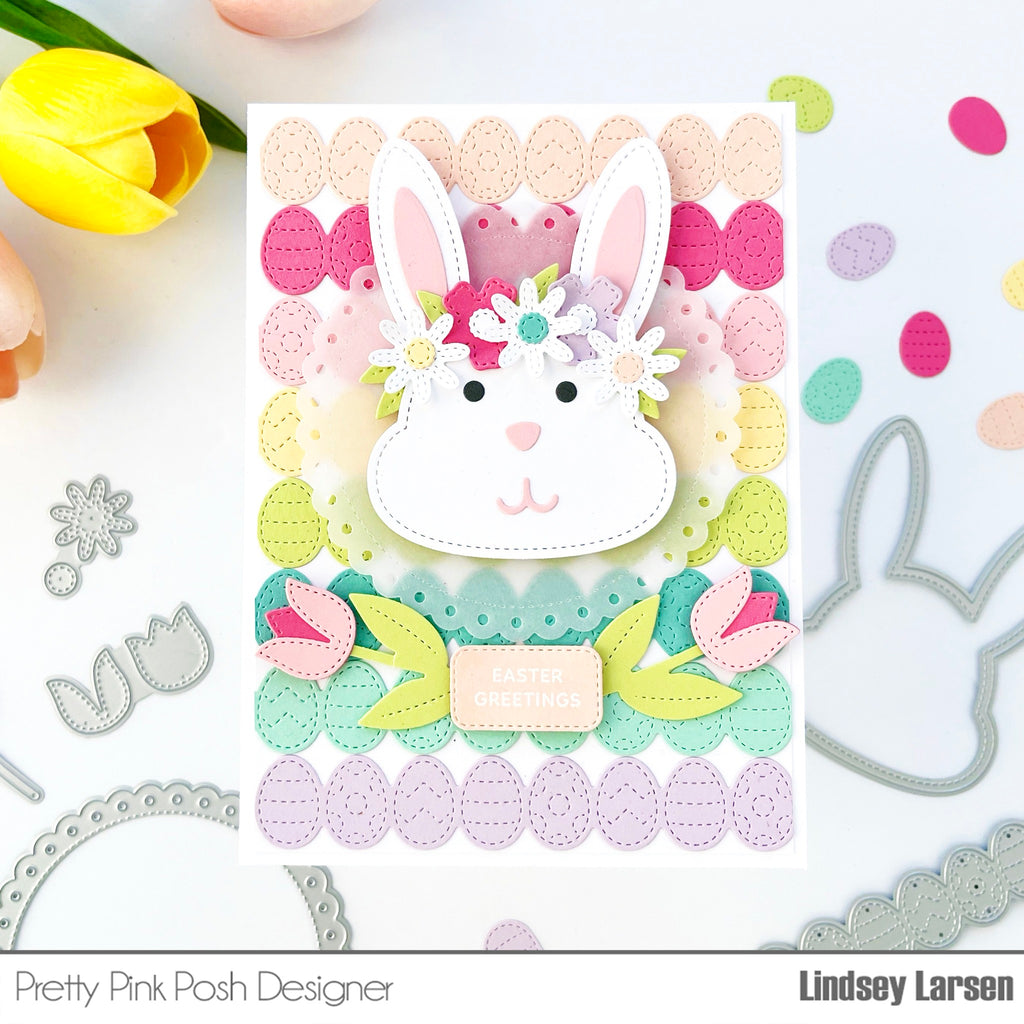 Pretty Pink Posh Easter Egg Border Dies cute bunny